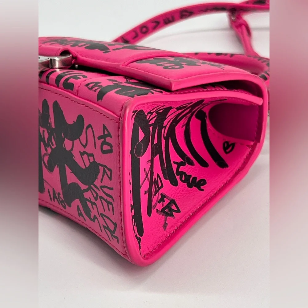 Balenciaga Graffiti Hourglass Top Handle Pink Leather Bag - Picture 7 of 10